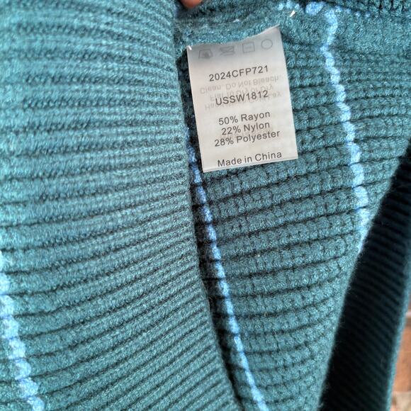 Universal Standard Striped Pullover Sweater 4XS NWT 2XS Green Blue Prep 90s Y2K - Picture 3 of 6
